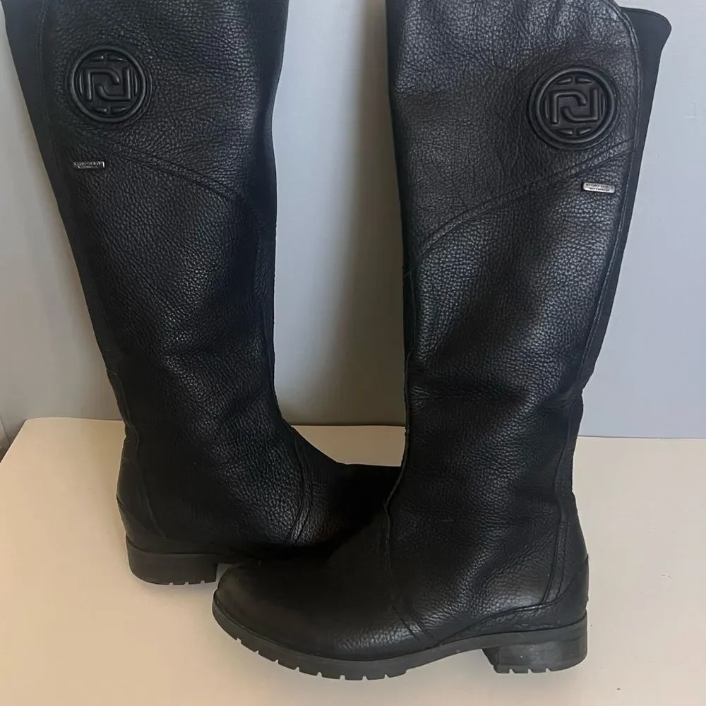 Rockport Tristina Gore Black Waterproof Hydro Shield KneeHigh Leather Boots 5.5